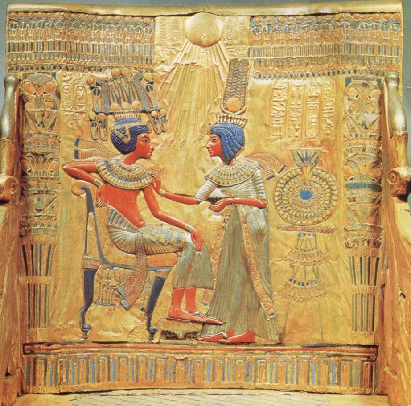 unknow artist Back of a throne from the tomb of Toetanchamon oil painting picture